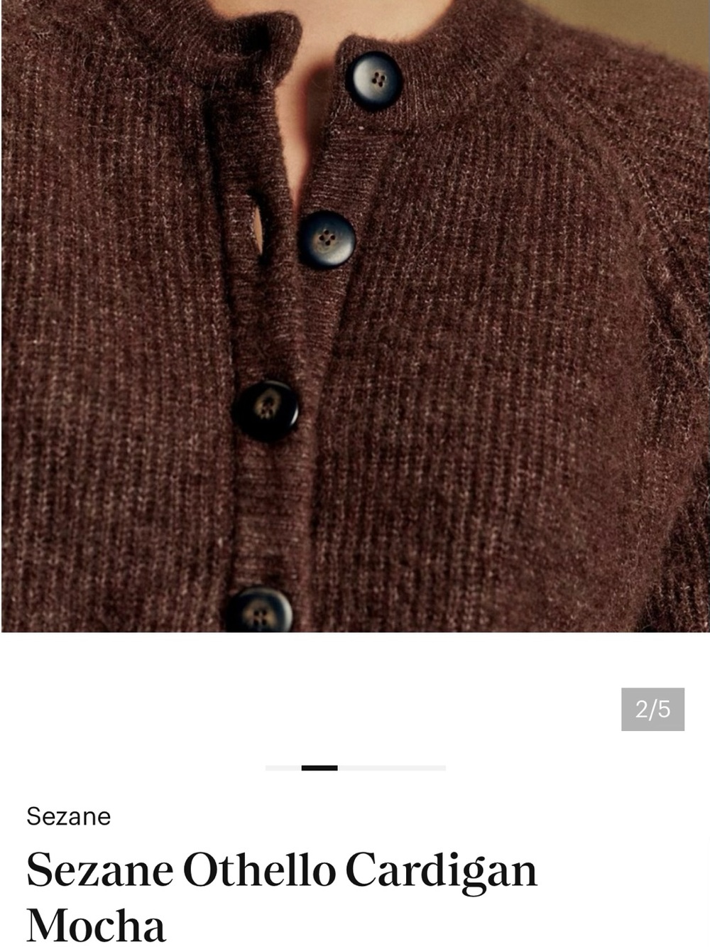 Sezane Othello Cardigan in Mocha XS